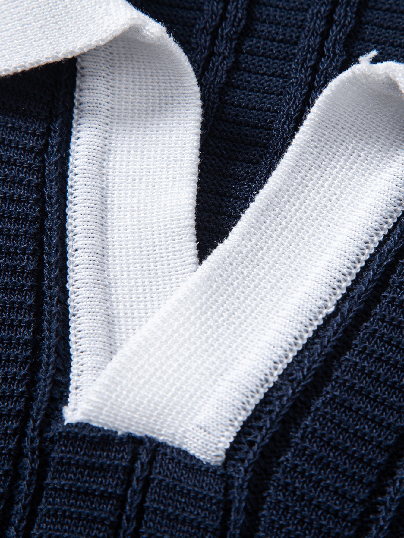 Contrast Textured Johnny Collar Knit Polo