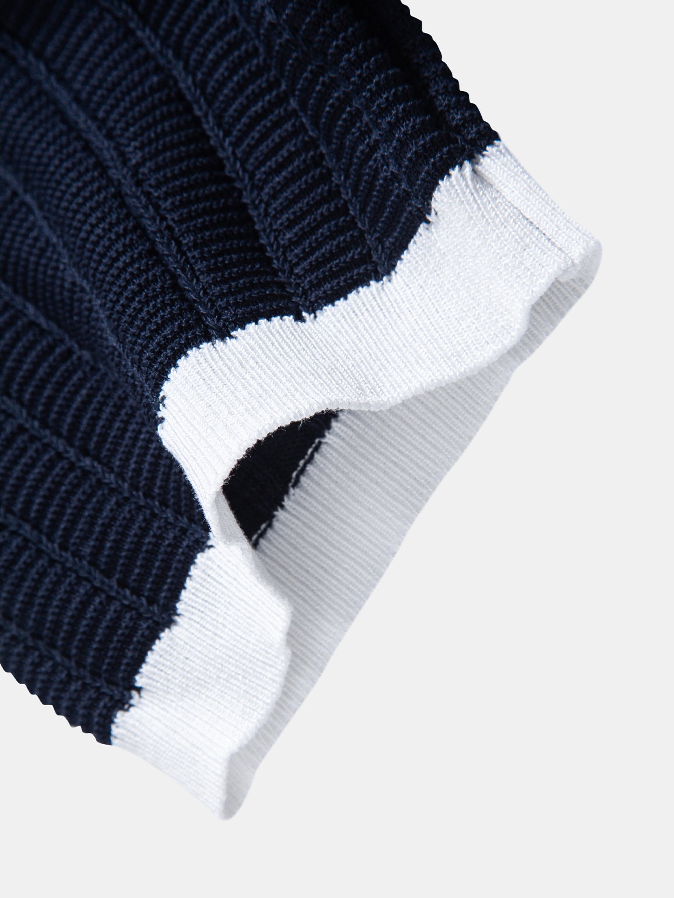 Contrast Textured Johnny Collar Knit Polo