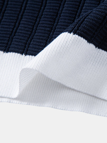 Contrast Textured Johnny Collar Knit Polo