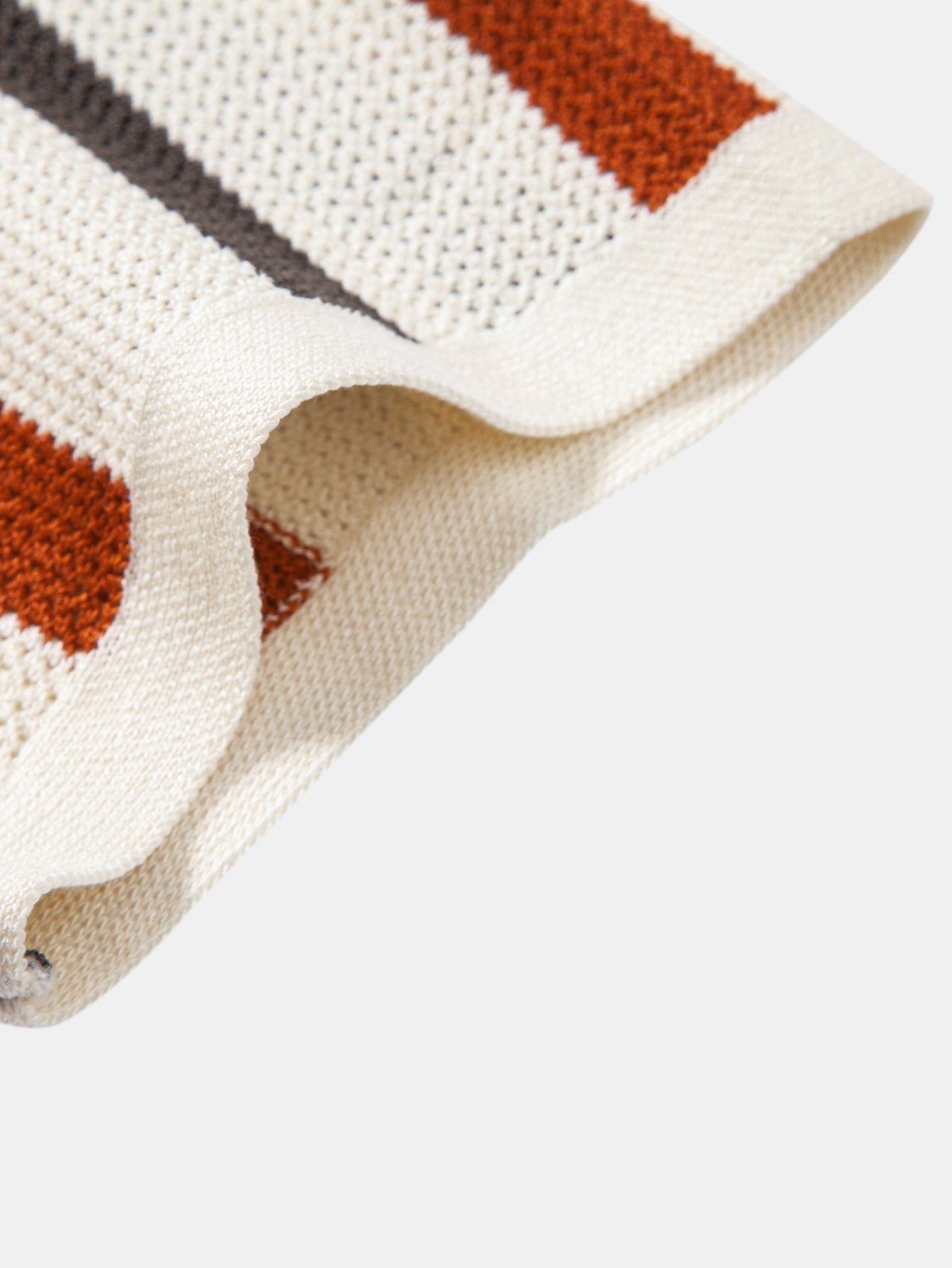 Striped Knit Johnny Collar Polo