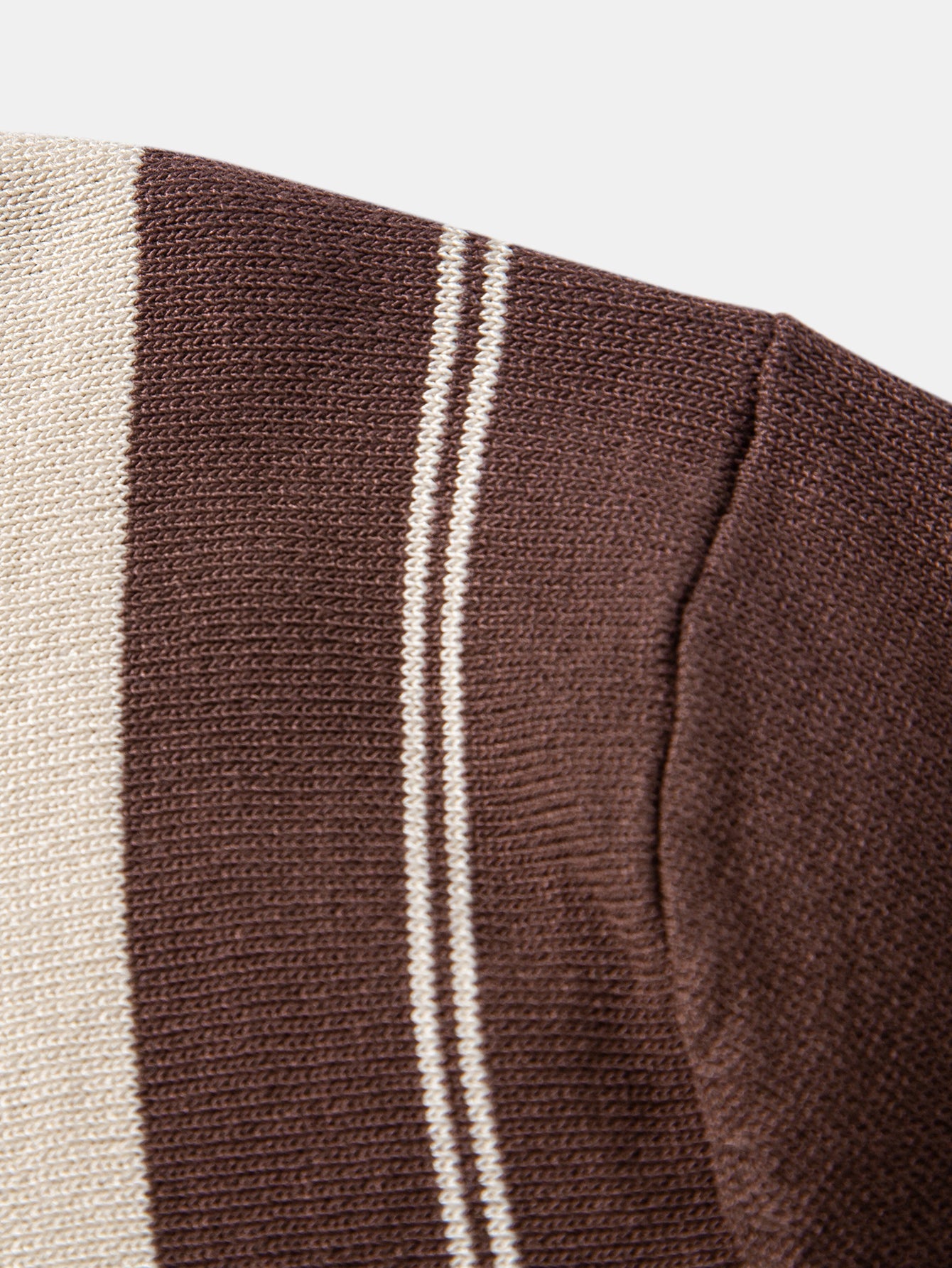 Contrast Striped Geometric zipper Knit Polo