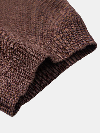 Contrast Striped Geometric zipper Knit Polo