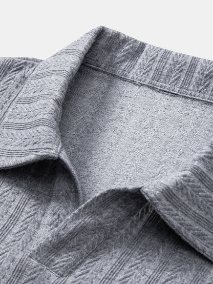 Long Sleeve Wheat Ear Jacquard Polo Shirt