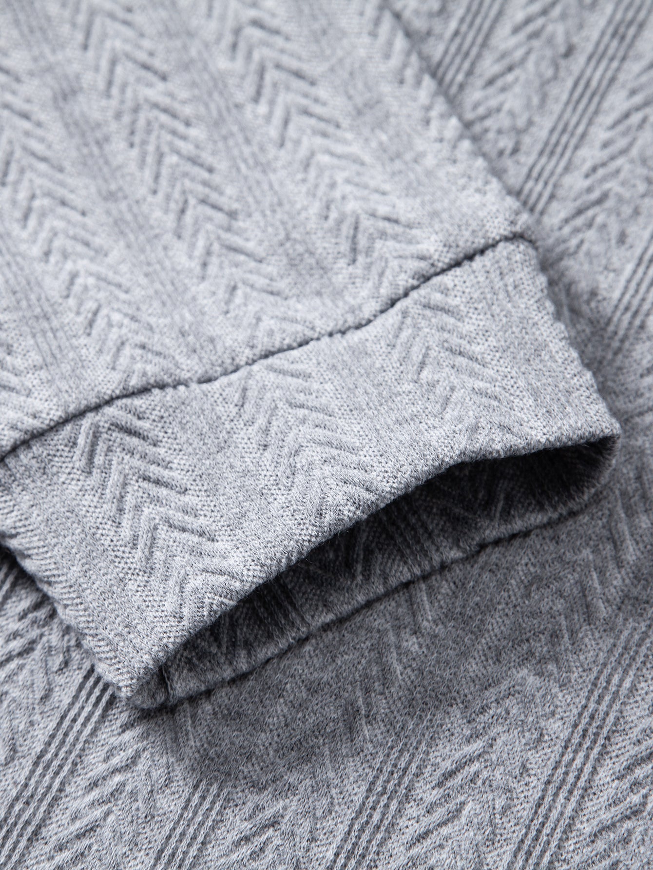 Long Sleeve Wheat Ear Jacquard Polo Shirt