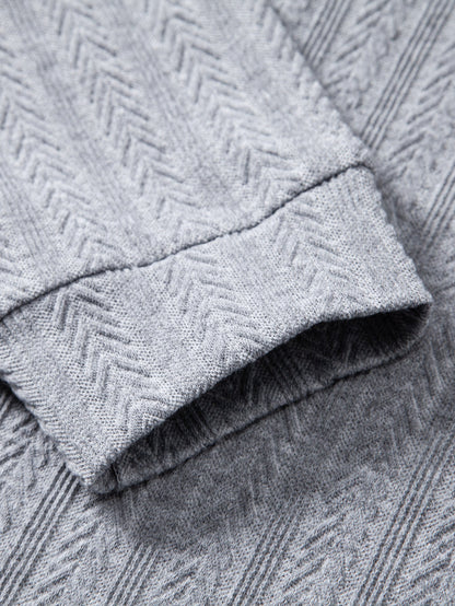 Long Sleeve Wheat Ear Jacquard Polo Shirt