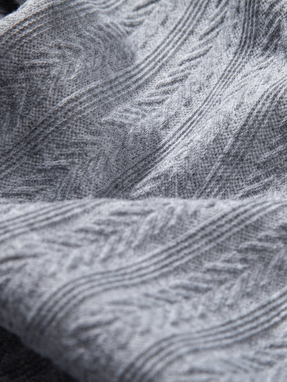 Long Sleeve Wheat Ear Jacquard Polo Shirt