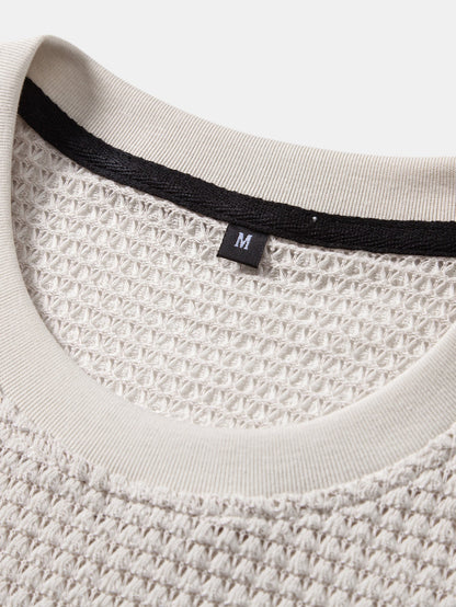 Short Sleeve Waffle Ribbed Hem T-Shirt