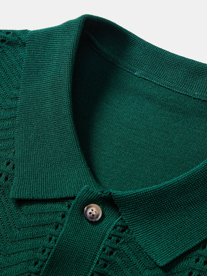 Textured Jacquard Button Up Knit Shirt