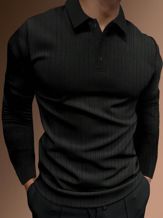Chic Tailored Long-Sleeve Polo