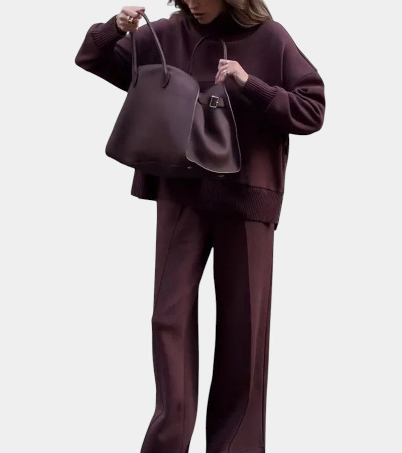 إلودي | مجموعة صوفية ناعمة مكونة من قطعتين: سترة مع بنطلون متناسق