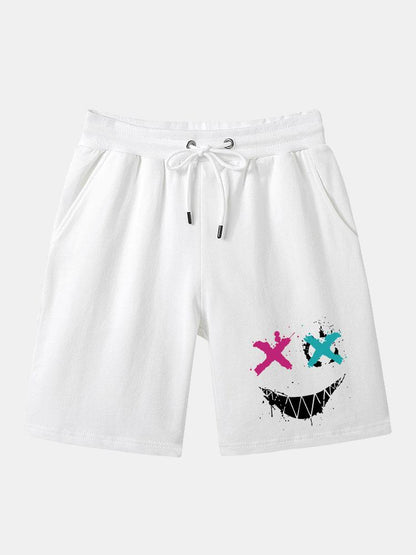 Graffiti Smiley Face Print Man Mid Length Shorts