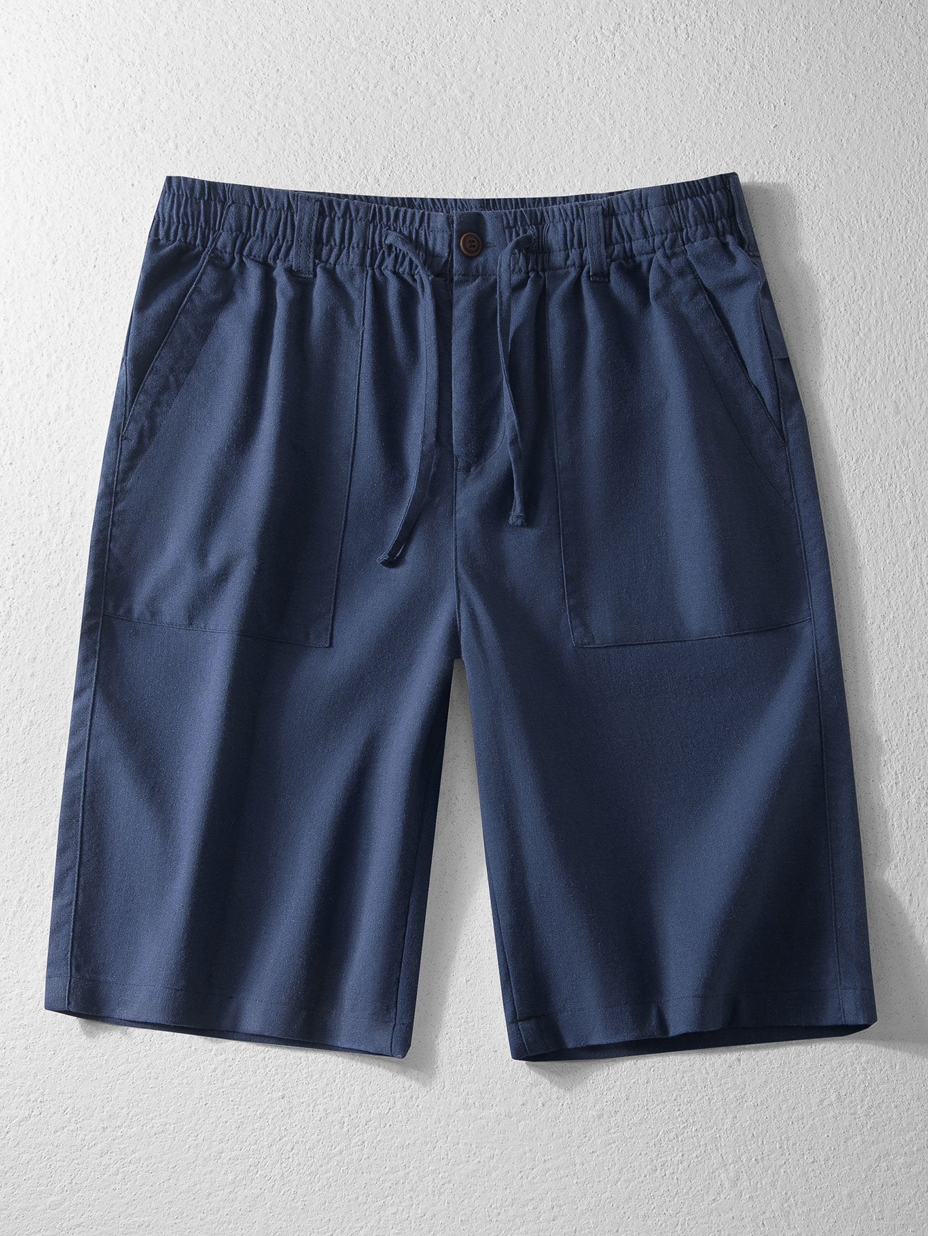 Linen Cotton Blend Drawstring Shorts