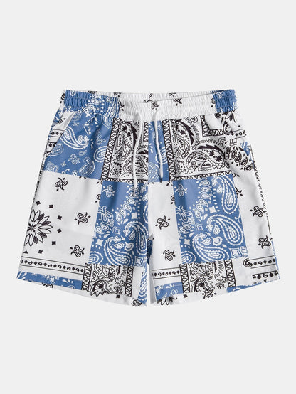 Paisley Print Drawstring Shorts #Random Pattern Design#