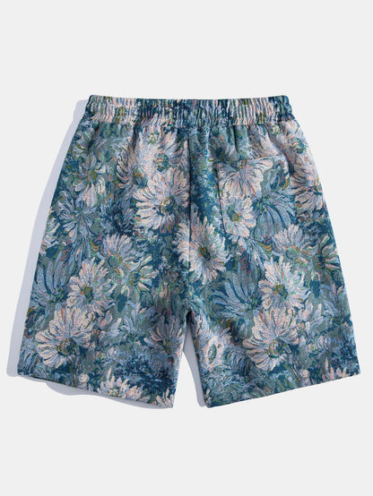 Painted Floral Jacquard Shorts