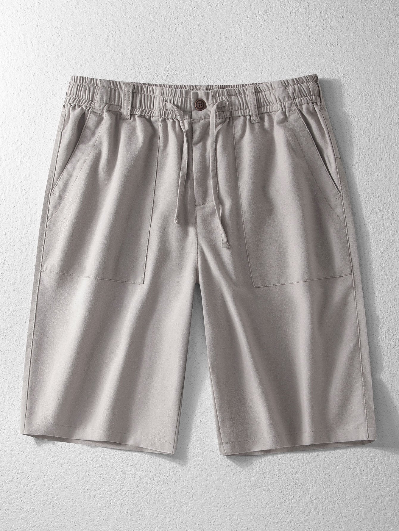Linen Cotton Blend Drawstring Shorts