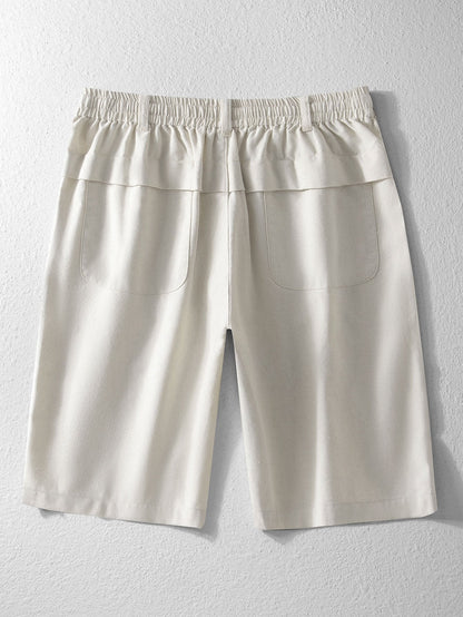 Linen Cotton Blend Drawstring Shorts