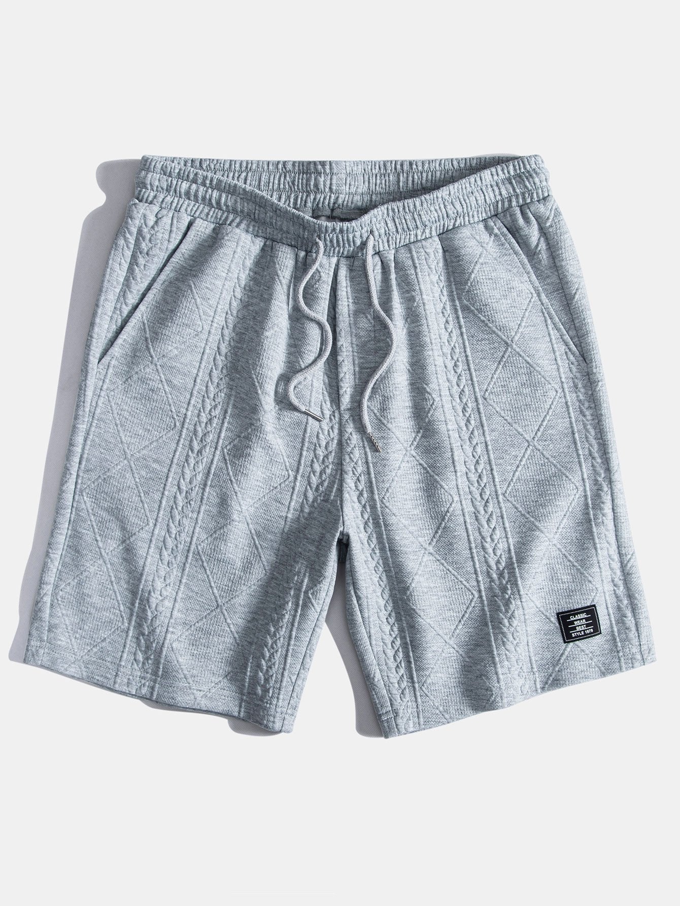 3 Pieces Geometric Jacquard Drawstring Shorts