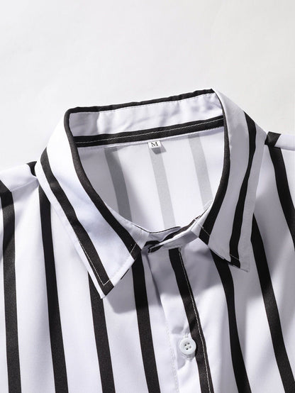 Stripe Print Button Up Shirt