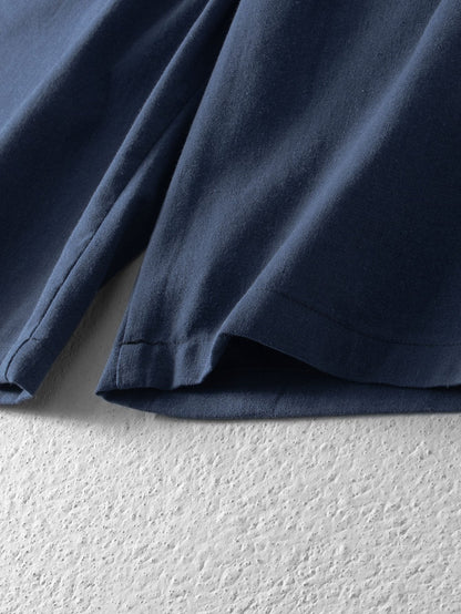Linen Cotton Blend Drawstring Shorts
