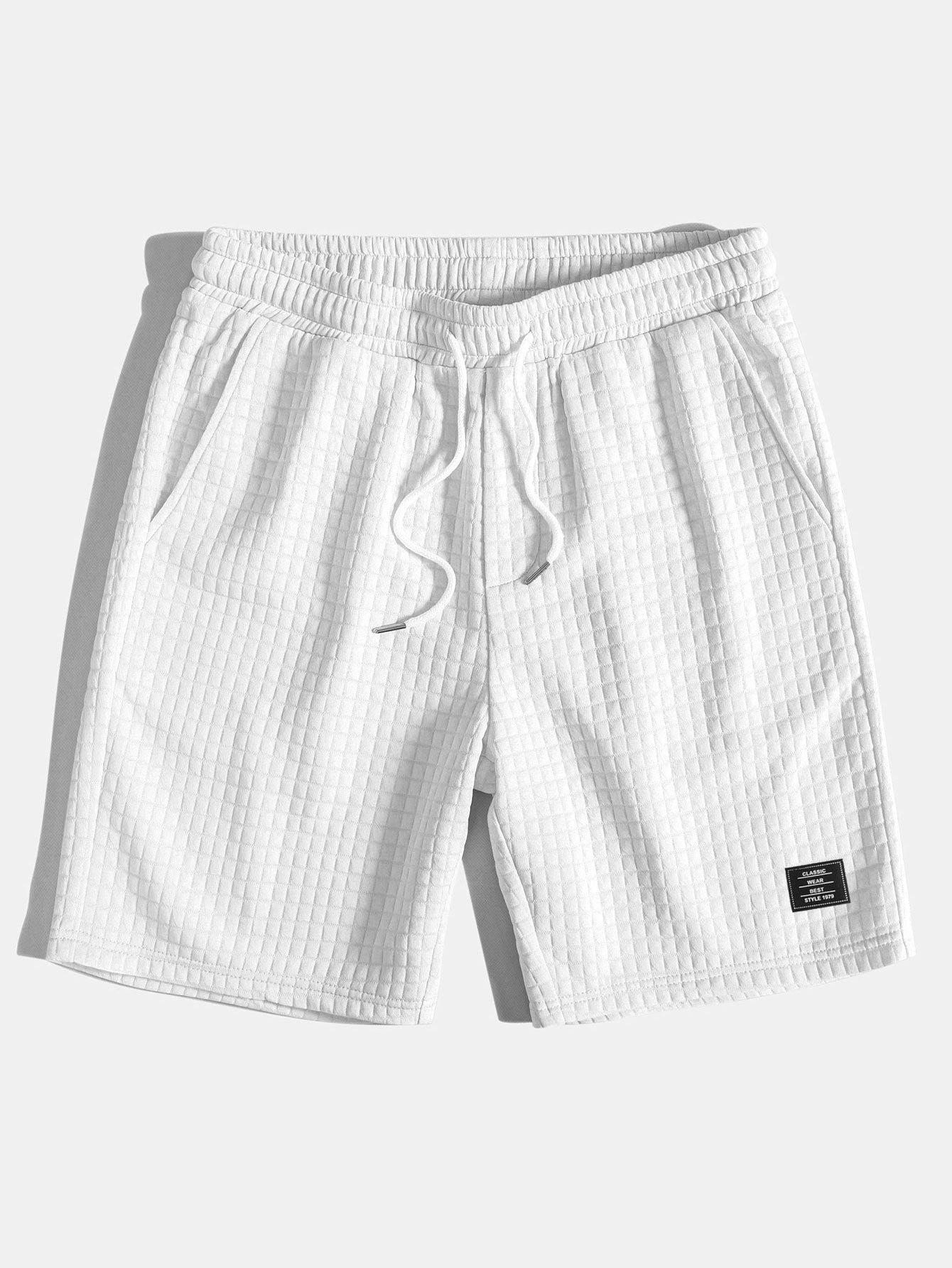 3 Pieces Waffle Drawstring Shorts