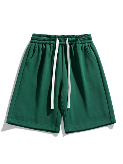 Basic Textured Drawstring Shorts