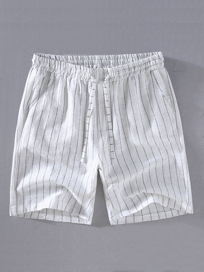 Linen Cotton Blend  Striped Shorts