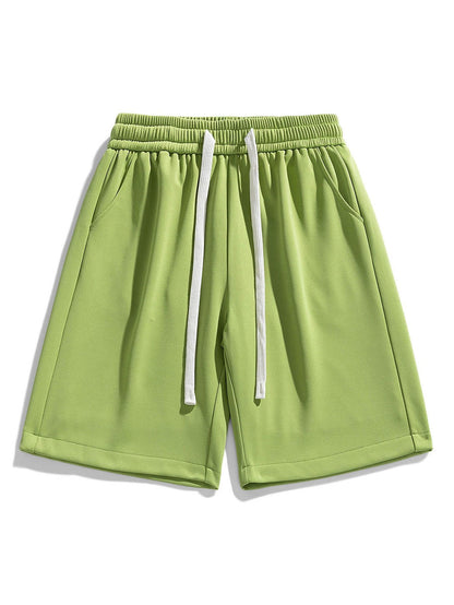 Basic Textured Drawstring Shorts
