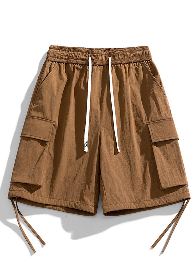 Drawstring Hem Cargo Shorts