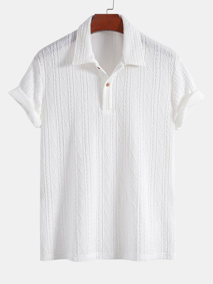 Knitted Rhombus Geometric Jacquard Polo