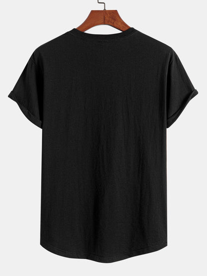 Cherry Blossoms Sakura Print Cotton Arc Hem T-Shirt