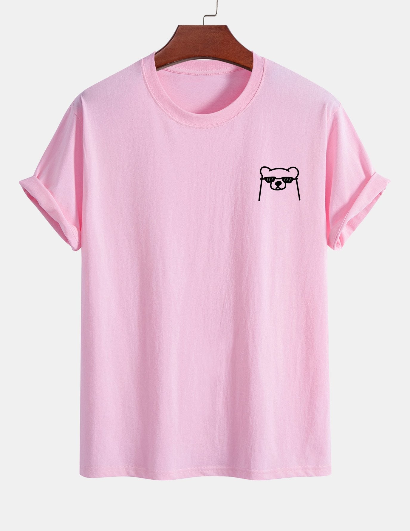 Regular Fit Bear With Sunglasses Print Cotton T-Shirt