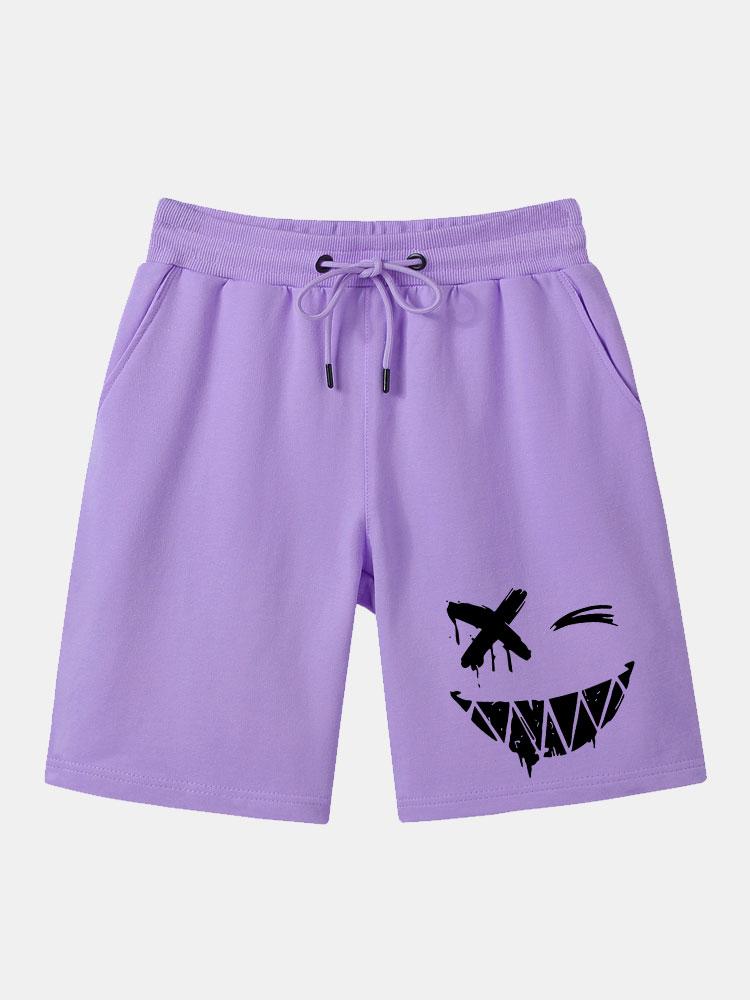 Dissolved Smiley Face Print Man Mid Length Shorts