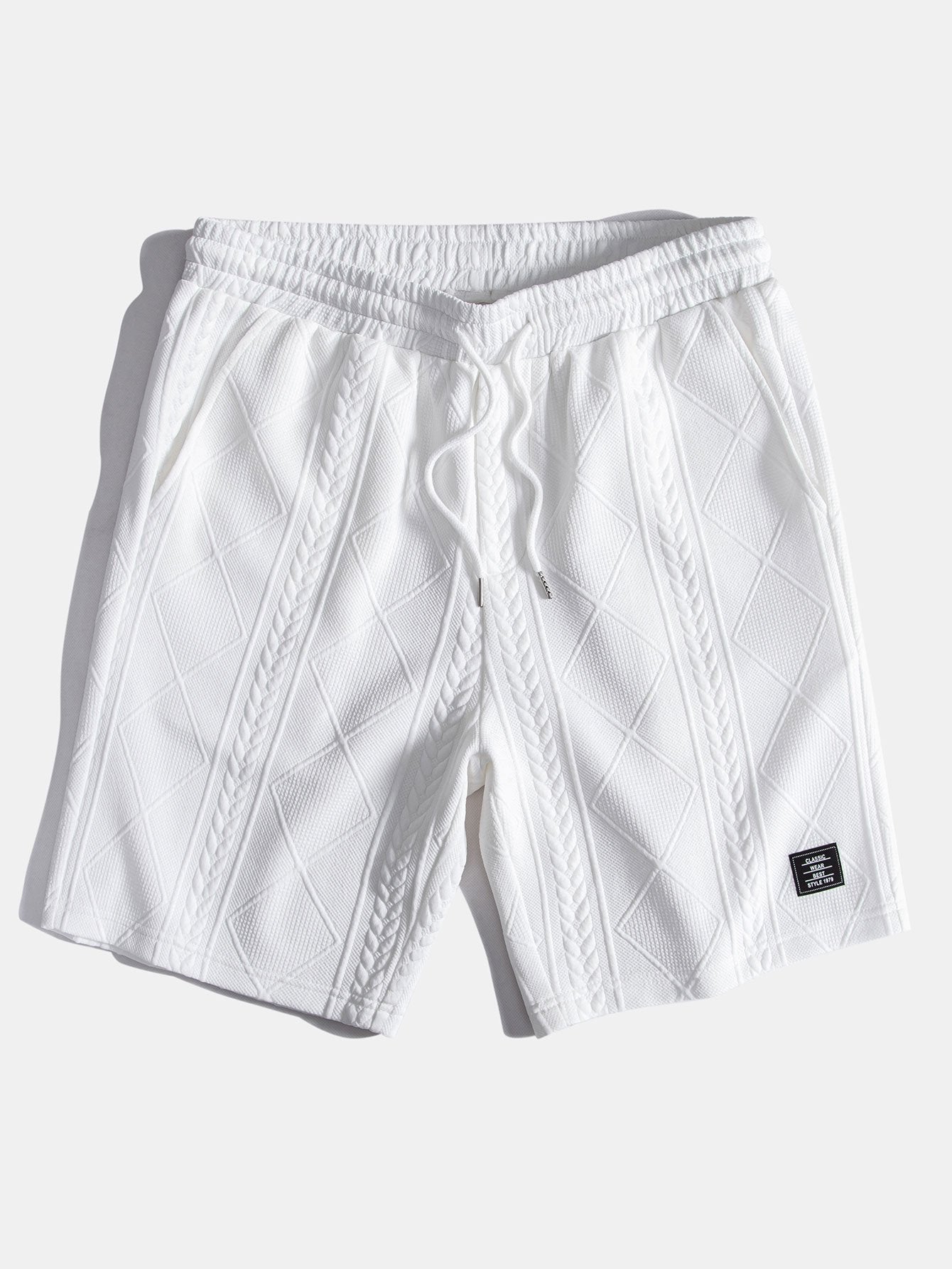 3 Pieces Geometric Jacquard Drawstring Shorts