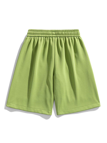 Basic Textured Drawstring Shorts