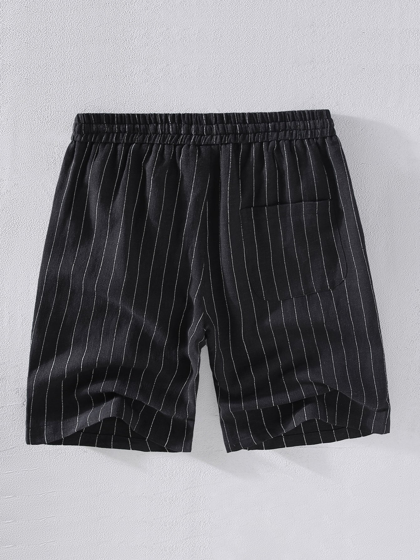 Linen Cotton Blend  Striped Shorts
