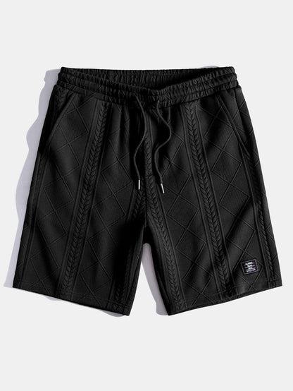 Geometric Jacquard Drawstring Shorts