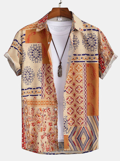Scarf Print Button Up Shirt