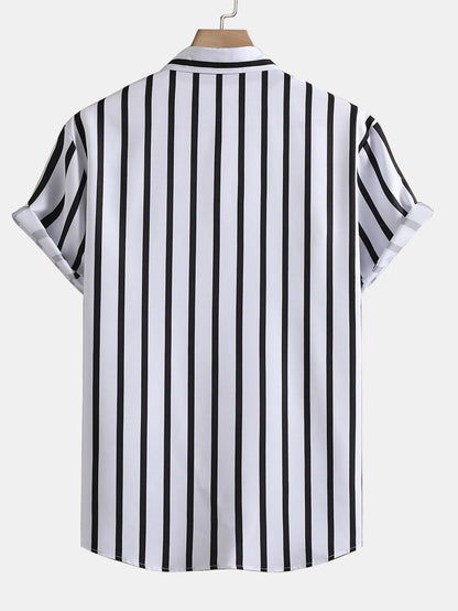 Stripe Print Button Up Shirt