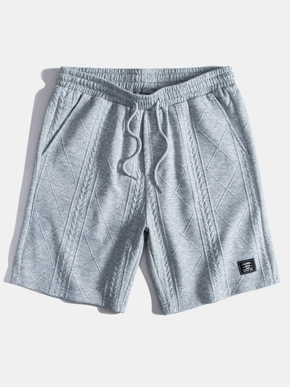 Geometric Jacquard Drawstring Shorts