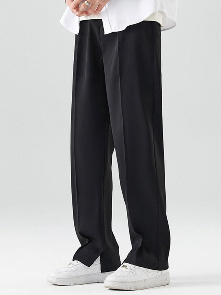 Slit Hem Pleated Trousers