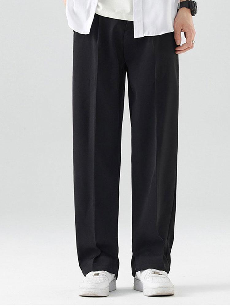Slit Hem Pleated Trousers
