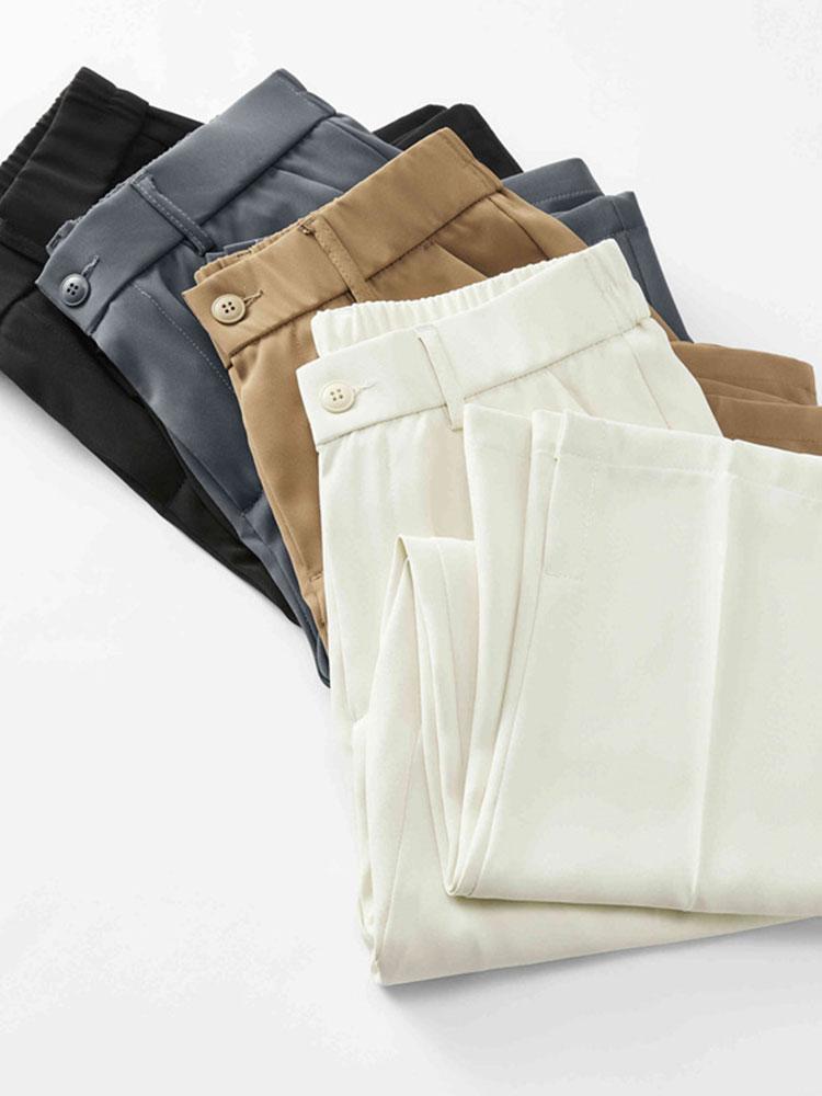 Slit Hem Pleated Trousers