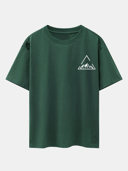Triangle Mountain Print Drop Shoulder Oversize T-Shirt