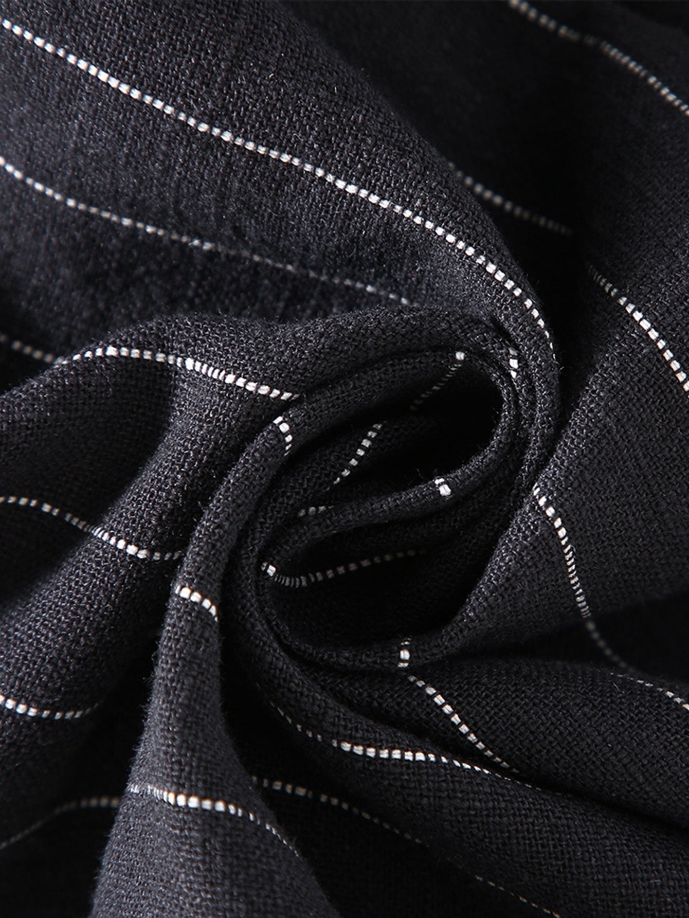 Linen Cotton Blend  Striped Shorts