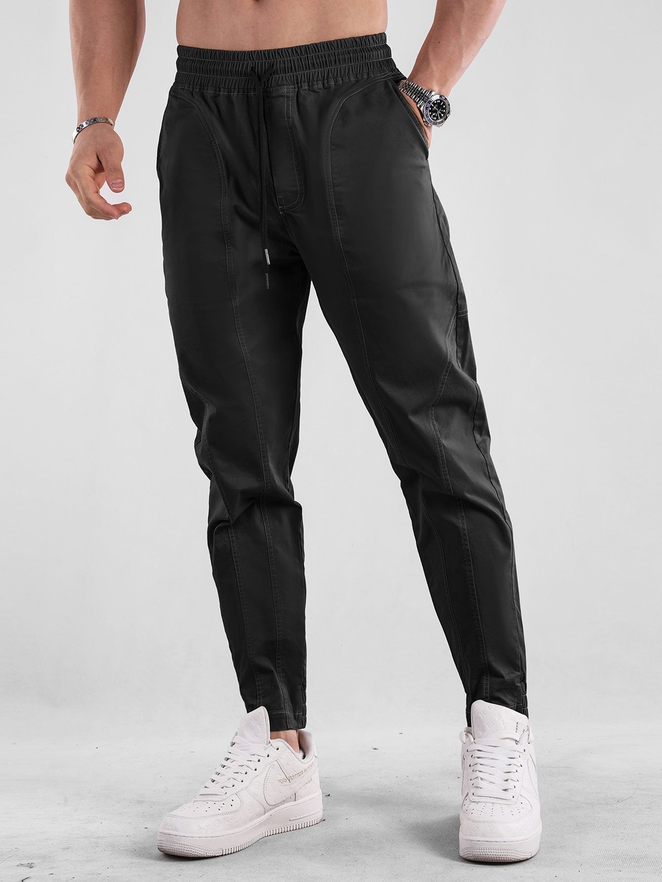 Contrast Stitching Chino Jogging Pants