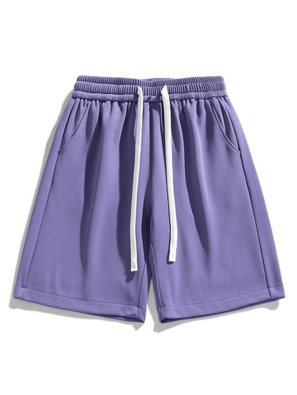 Basic Textured Drawstring Shorts