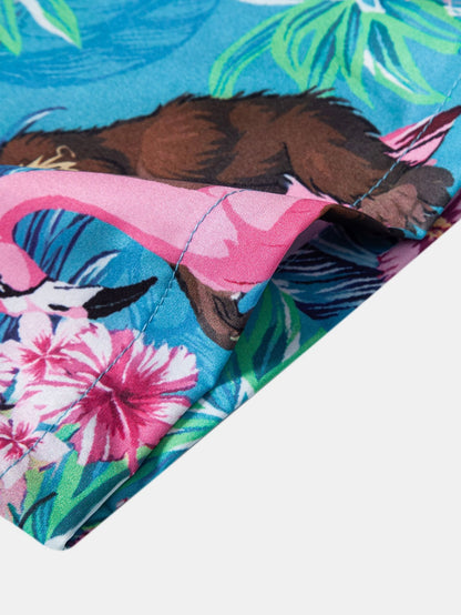 Tropical Plants And Orangutan Print Button Up Shirt