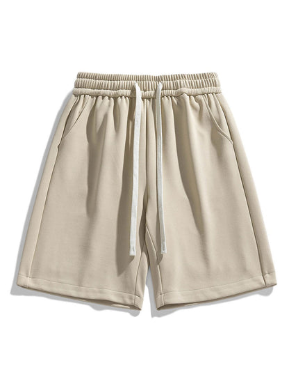 Basic Textured Drawstring Shorts
