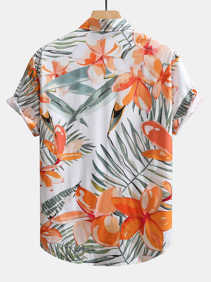 Flower Plants Print Button Up Shirt