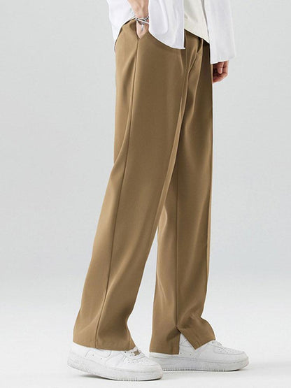 Slit Hem Pleated Trousers